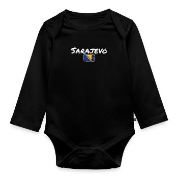 Sarajevo Vintage Bosnia Vintage Bosnian Flag - Organic Longsleeve Baby Bodysuit - black - Front