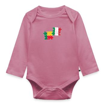 Bénin Italie Vintage Drapeau Béninais - Body Bébé bio manches longues - mauve - Devant