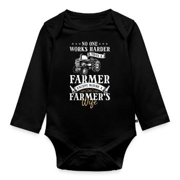 Farmer Farm Demonstration Heroes - Organic Longsleeve Baby Bodysuit - black - Front