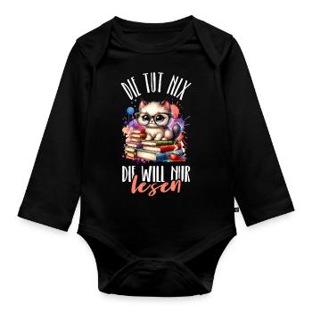 She doesn't do anything, she just wants to read is my hobby - Organic Longsleeve Baby Bodysuit - black - Front
