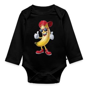 Banane - Baby Bio-Langarm-Body - Schwarz - Vorne