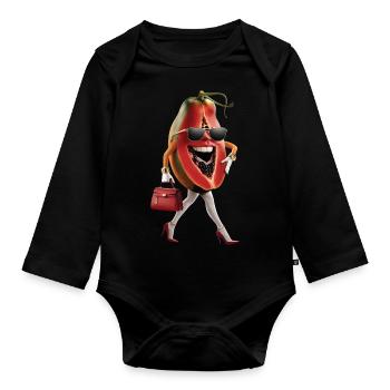 Frauen Papaya - Baby Bio-Langarm-Body - Schwarz - Vorne