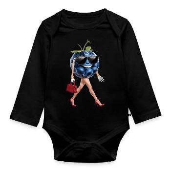 Frauen Heidelbeere - Baby Bio-Langarm-Body - Schwarz - Vorne