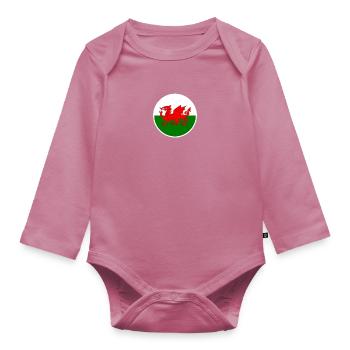 Wales Walisische Flagge Waliser - Baby Bio-Langarm-Body - Mauve - Vorne