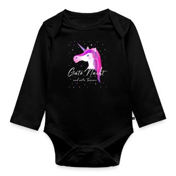 Licorne bonne nuit licorne - Body Bébé bio manches longues - noir - Devant