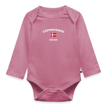 Copenhagen Denmark Danish flag Proud Dane - Organic Longsleeve Baby Bodysuit - mauve - Front