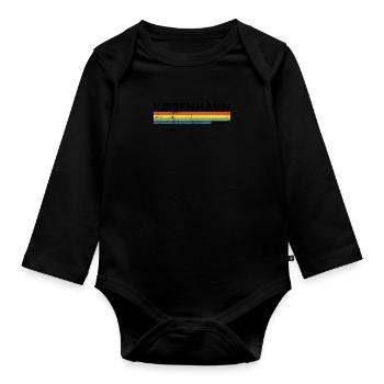 København Denmark Denmark Vintage Danish - Organic Longsleeve Baby Bodysuit - black - Front