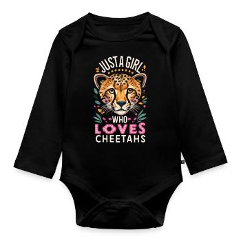 Just A Girl Who Loves Cheetahs Cheetah - Organic Longsleeve Baby Bodysuit - black - Front