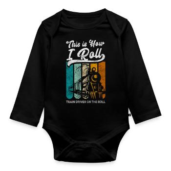 Modelleisenbahn Eisenbahner Nerd Schienen - Baby Bio-Langarm-Body - Schwarz - Vorne
