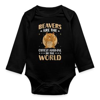 Wood Trees Zoo Water - Organic Longsleeve Baby Bodysuit - black - Front