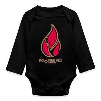Pompier Pro de Marseille - Body Bébé bio manches longues - noir - Devant