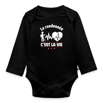 La randonnée, c'est la vie,randonneur,randonneuse - Body Bébé bio manches longues - noir - Devant