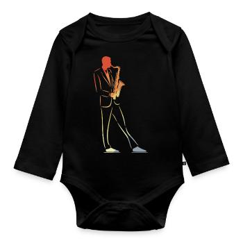 Vintage Saxophonist - Baby Bio-Langarm-Body - Schwarz - Vorne