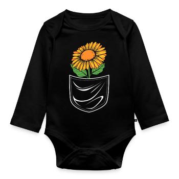Fleuriste Fleuriste Bouquet de fleuriste - Body Bébé bio manches longues - noir - Devant