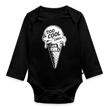 Too Cool to Chill – Eis mit Aussage - Baby Bio-Langarm-Body - Schwarz - Vorne