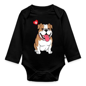 Bouledogue - Body Bébé bio manches longues - noir - Devant