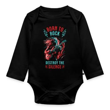 Gitarrist E-Gitarre Rock Punk Metal Splash Neon - Baby Bio-Langarm-Body - Schwarz - Vorne