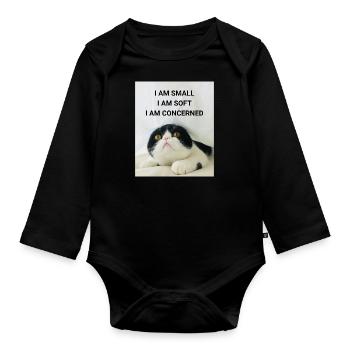I AM SMALL, I AM SOFT, I AM CONCERNED KATZEN MEMES - Baby Bio-Langarm-Body - Schwarz - Vorne