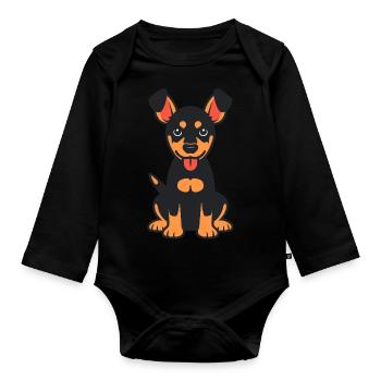 dobermann - Body Bébé bio manches longues - noir - Devant