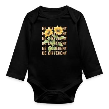 BE DIFFERENT Tournesol Amour de soi Positivité - Body Bébé bio manches longues - noir - Devant