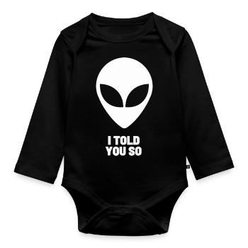 Weißer Außerirdischer - Fan von Verschwörungstheorien - Lustig - Baby Bio-Langarm-Body - Schwarz - Vorne