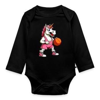 Licornes Basketball - Body Bébé bio manches longues - noir - Devant