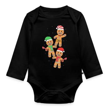 Gingerbread Christmas Gingerbread Man - Organic Longsleeve Baby Bodysuit - black - Front