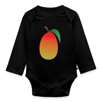 Mango Frucht Orange Obst Fruit - Baby Bio-Langarm-Body - Schwarz - Vorne