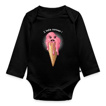 I hate summer - Baby Bio-Langarm-Body - Schwarz - Vorne