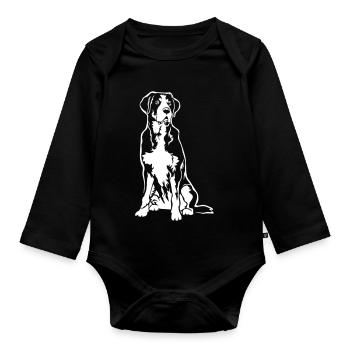 Large Swiss Mountain Dog "Black Edition" - Organic Longsleeve Baby Bodysuit - black - Front