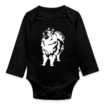 Wolfsspitz « Édition Noire » - Body Bébé bio manches longues - noir - Devant