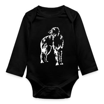Scottish Deerhound "Black Edition" - Organic Longsleeve Baby Bodysuit - black - Front