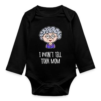 Grand-mère Grand-mère Vieille femme Lunettes Drôle De Déclaration - Body Bébé bio manches longues - noir - Devant