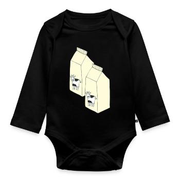 tetrapack milch - Baby Bio-Langarm-Body - Schwarz - Vorne