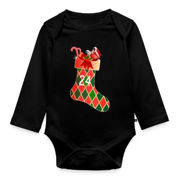 24 décembre Chaussette - Body Bébé bio manches longues - noir - Devant