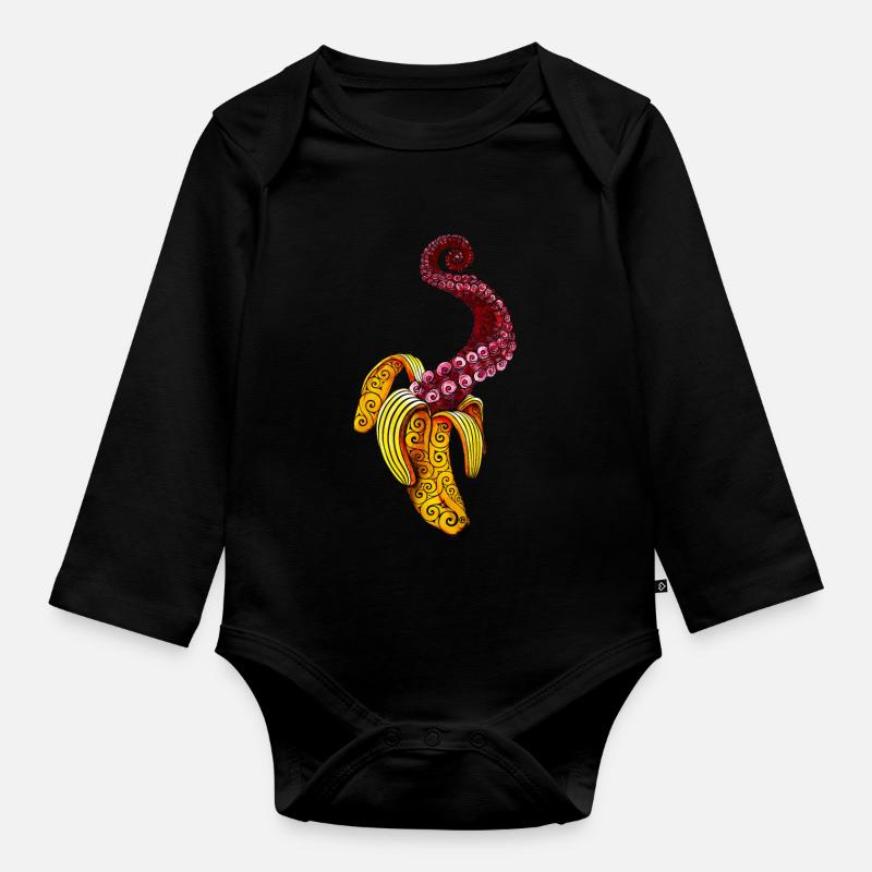 Swirly Mutant-Banana - Body Bébé bio manches longues - noir