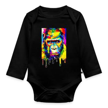 Urban Gorilla - Graffiti Art - Organic Longsleeve Baby Bodysuit - black - Front