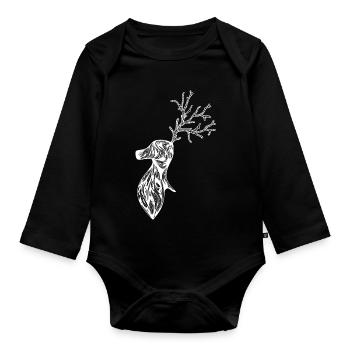Hirsch - Baby Bio-Langarm-Body - Schwarz - Vorne