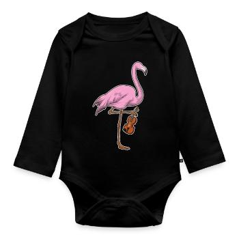Flamingo Musicien Guitare Musique - Body Bébé bio manches longues - noir - Devant