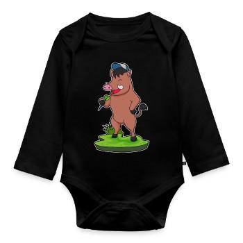 Eber Dart Dartpfeil - Baby Bio-Langarm-Body - Schwarz - Vorne