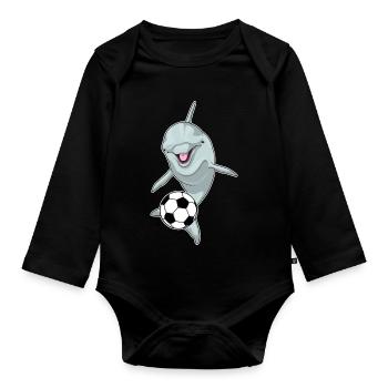 Delfin Football player Football - Organic Longsleeve Baby Bodysuit - black - Front