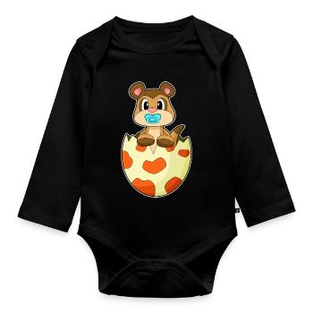 Meerkat pacifier - Organic Longsleeve Baby Bodysuit - black - Front