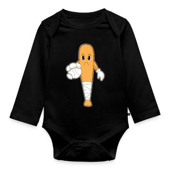 Baseball Baseball bat - Organic Longsleeve Baby Bodysuit - black - Front