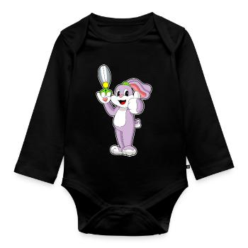 Ciseaux de coiffeur lapin - Body Bébé bio manches longues - noir - Devant