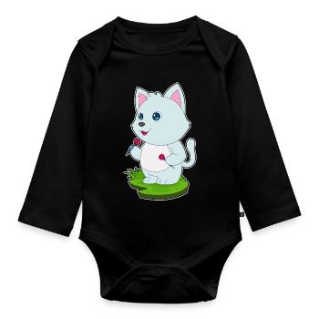 Katze Dart Dartpfeil - Baby Bio-Langarm-Body - Schwarz - Vorne