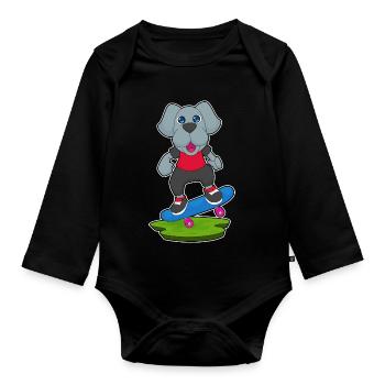 Dog Skater Skateboard - Organic Longsleeve Baby Bodysuit - black - Front