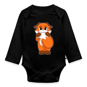 Renard mignon - Body Bébé bio manches longues - noir - Devant