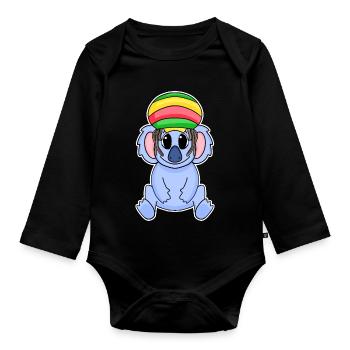 Rasta Koala - Baby Bio-Langarm-Body - Schwarz - Vorne