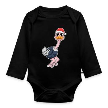 Strauß Weihnachten - Baby Bio-Langarm-Body - Schwarz - Vorne