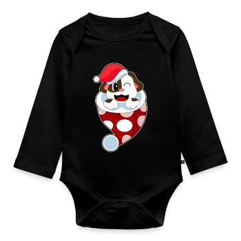 Dog Christmas Christmas Sock - Organic Longsleeve Baby Bodysuit - black - Front